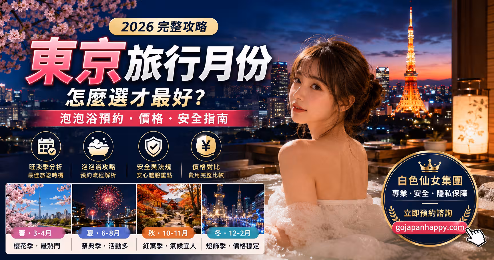 東京旅行月份怎麼選?2026日本泡泡浴與夜生活安全指南 - 攻略指南封面圖